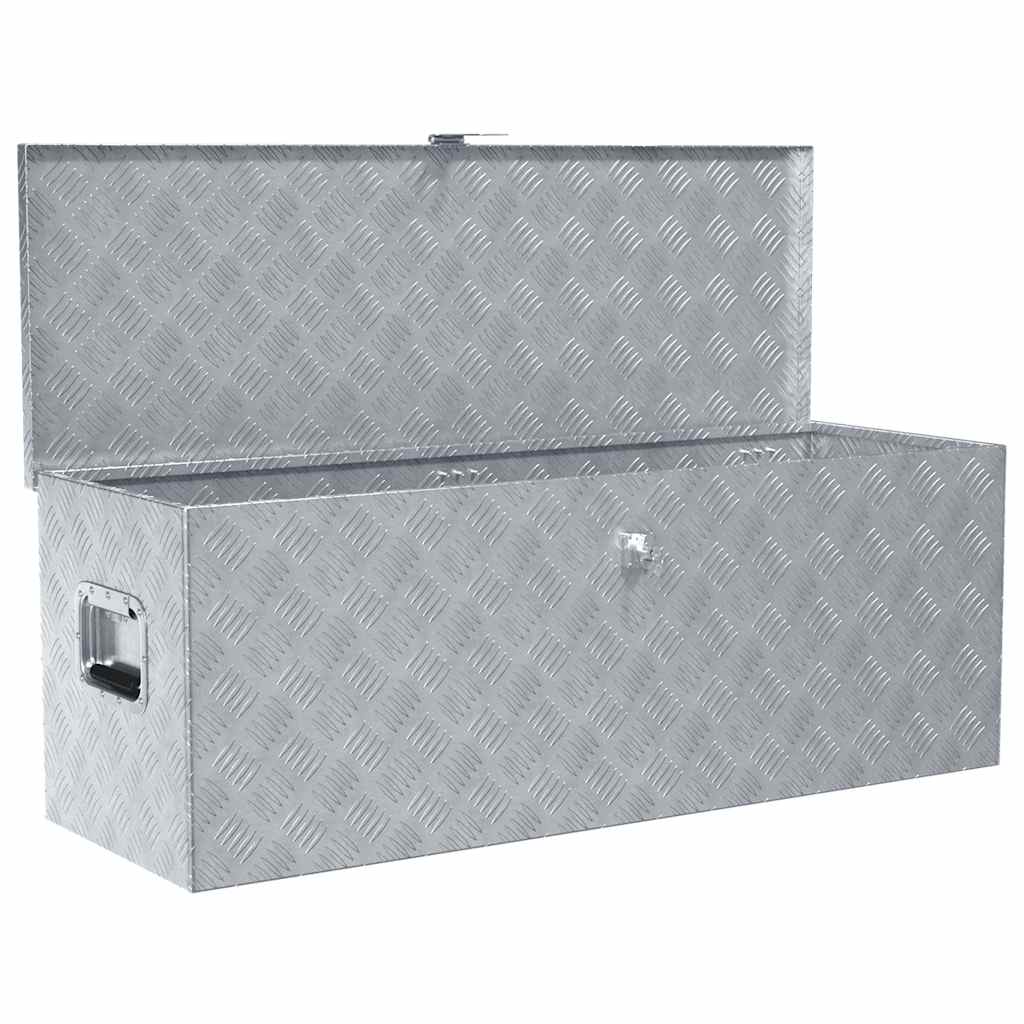Boîte en aluminium Vidaxl 110.5x38.5x40 cm de couleur argentée
