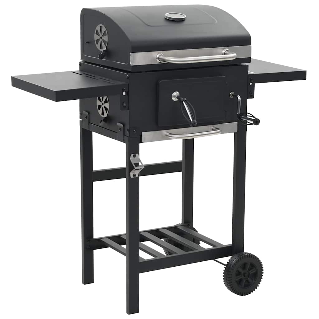 VidaXL Barbecue à charbon de bois avec étagère inférieure Noir