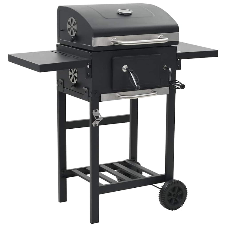 VidaXL Barbecue à charbon de bois avec étagère inférieure Noir
