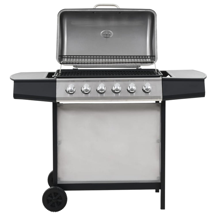 Barbecue à gaz vidaxl avec 6 zones de cuisson en acier inoxydable couleur