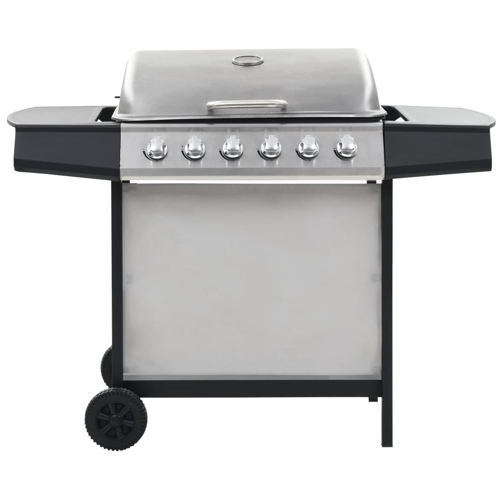 Barbecue à gaz vidaxl avec 6 zones de cuisson en acier inoxydable couleur