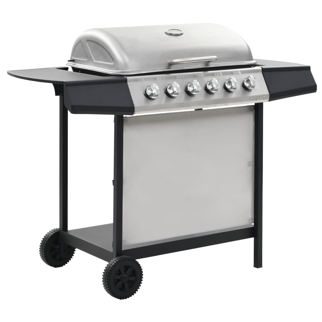 Barbecue à gaz vidaxl avec 6 zones de cuisson en acier inoxydable couleur