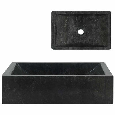 Évier vidaxl 45x30x12 cm marbre haut brillant noir