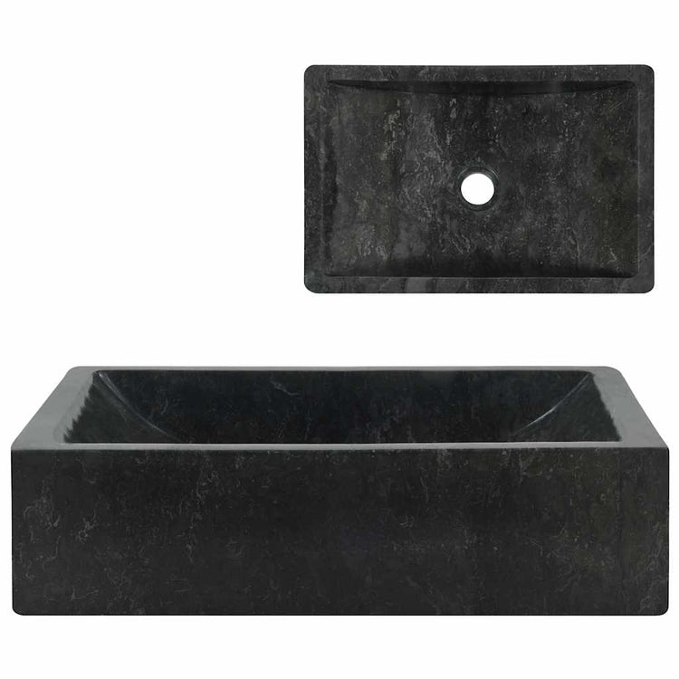 Évier vidaxl 45x30x12 cm marbre haut brillant noir