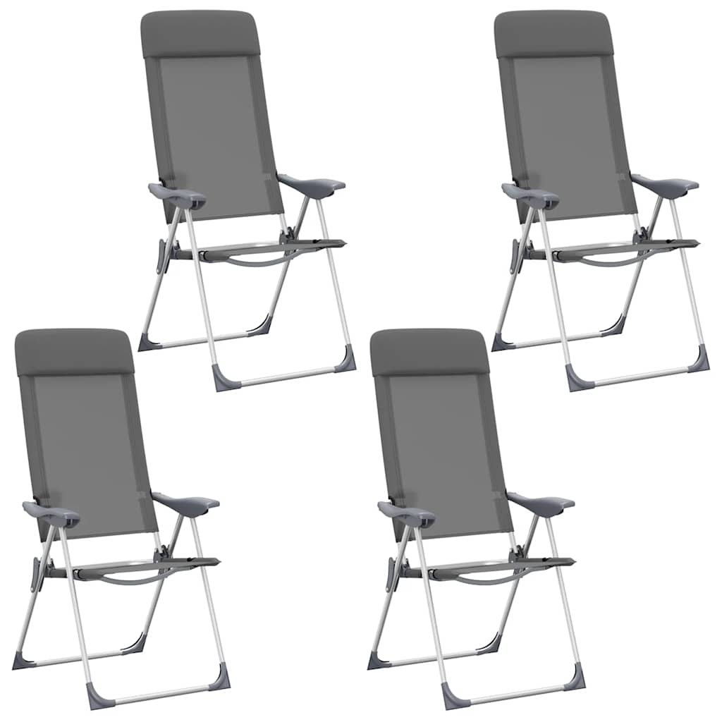 Vidaxl Camping Chairs 4 PCS pliant en aluminium gris