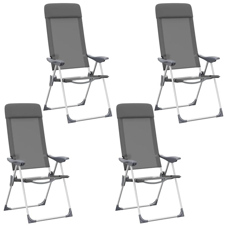 Vidaxl Camping Chairs 4 PCS pliant en aluminium gris