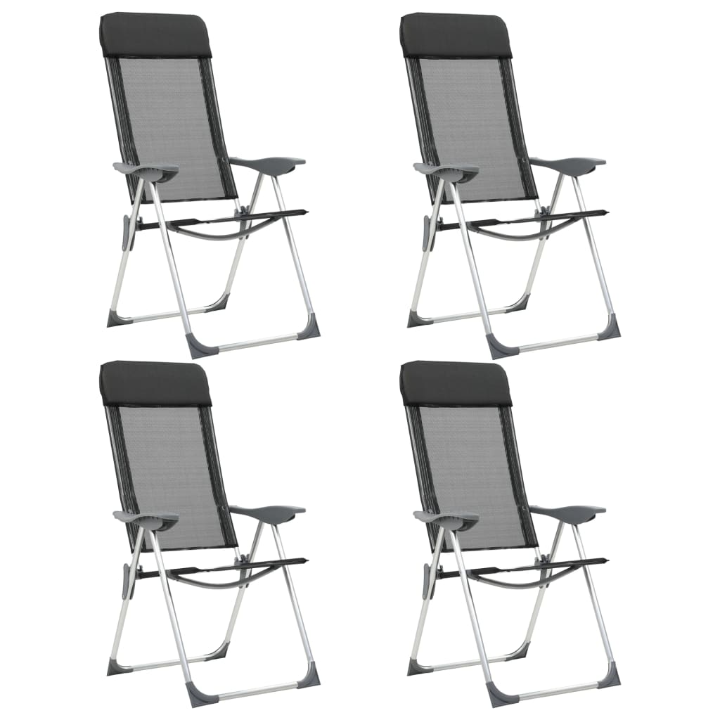 Chaises de camping vidaxl pliable en aluminium noir 4 m
