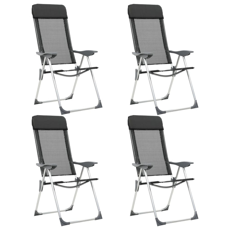Chaises de camping vidaxl pliable en aluminium noir 4 m