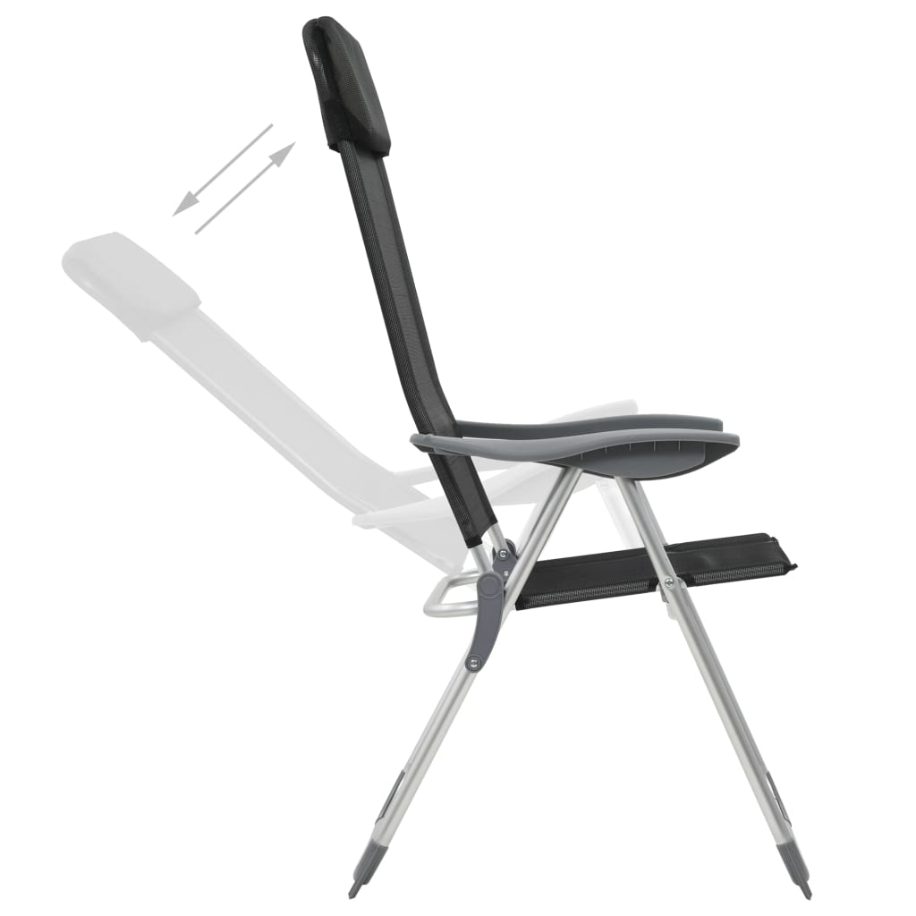 Chaises de camping vidaxl pliable en aluminium noir 4 m