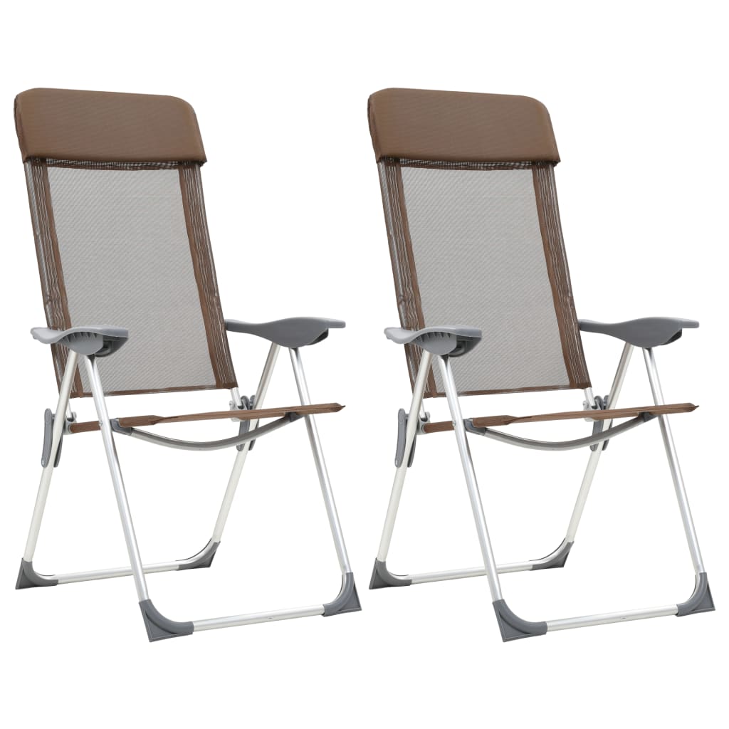 Vidaxl Camping Chaises 2 PCS Pliant en aluminium brun