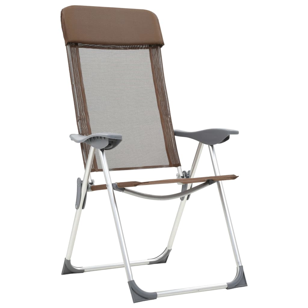 Vidaxl Camping Chaises 2 PCS Pliant en aluminium brun