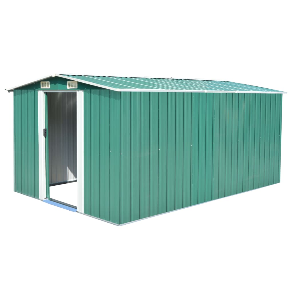 Vidaxl Garden Shed 257x392x181 cm en métal vert