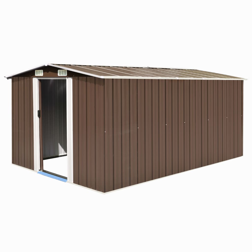 Vidaxl hangar de jardin 257x392x181 cm marron métallique