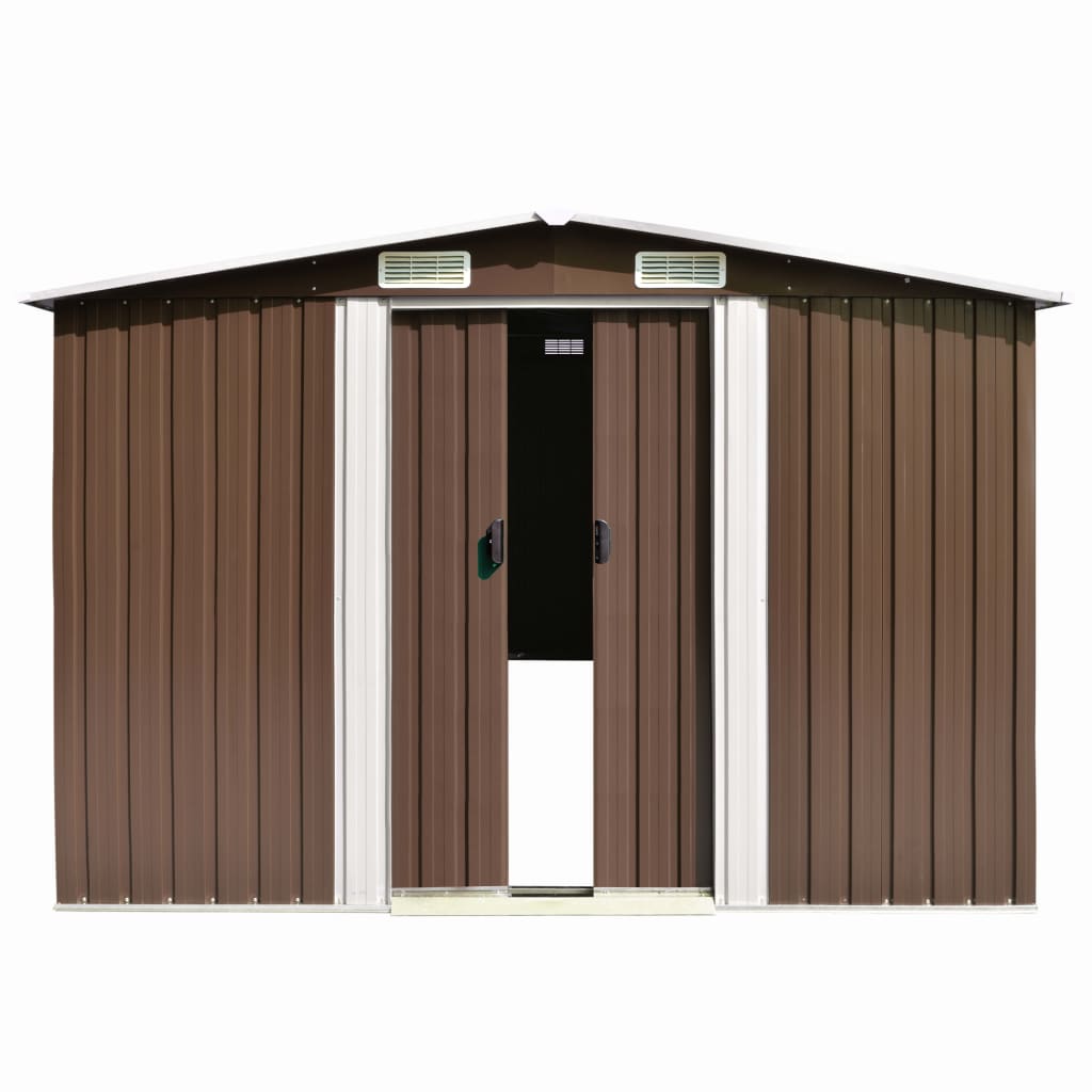 Vidaxl hangar de jardin 257x580x181 cm marron métallique