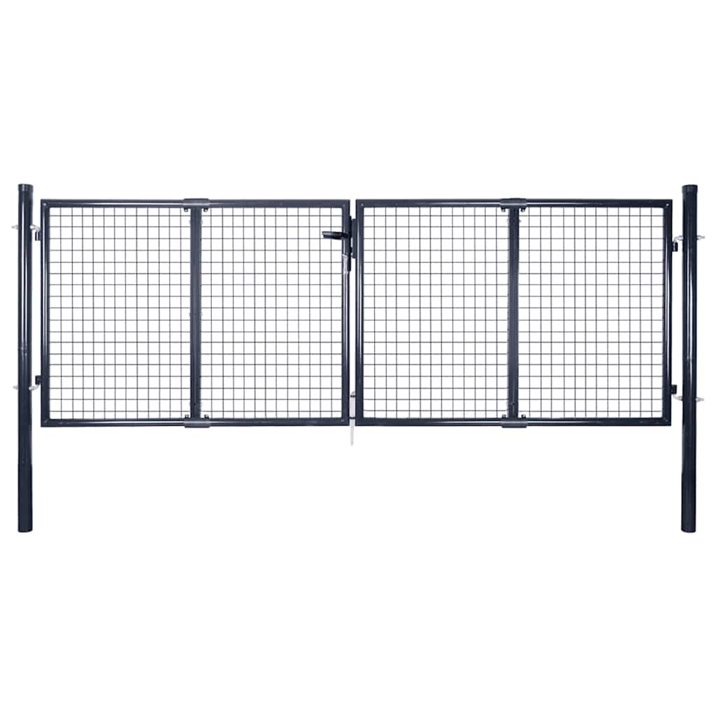 Vidaxl Gaaspoort 289x75 cm Gray en acier galvanisé