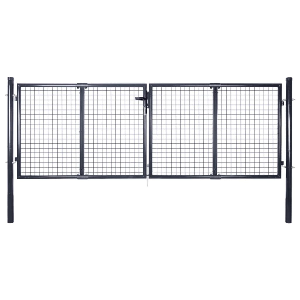Vidaxl Gaaspoort 289x100 cm Gray en acier galvanisé