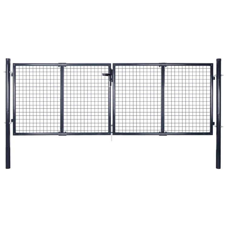 Vidaxl Gaaspoort 289x100 cm Gray en acier galvanisé