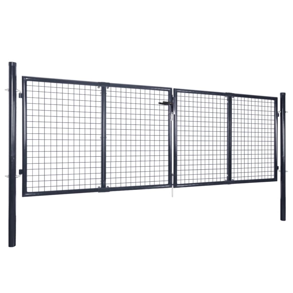 Vidaxl Gaaspoort 289x100 cm Gray en acier galvanisé
