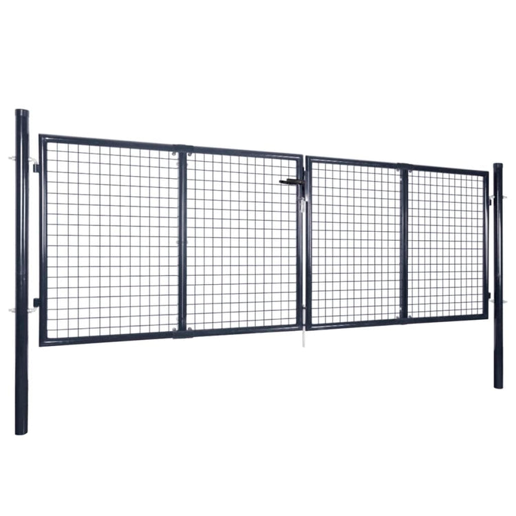 Vidaxl Gaaspoort 289x100 cm Gray en acier galvanisé