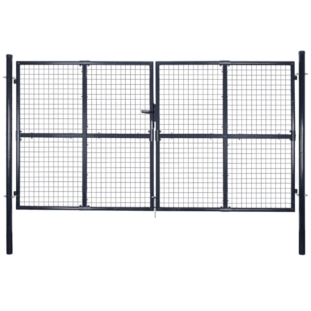 Vidaxl Gaaspoort 289x150 cm Gray en acier galvanisé