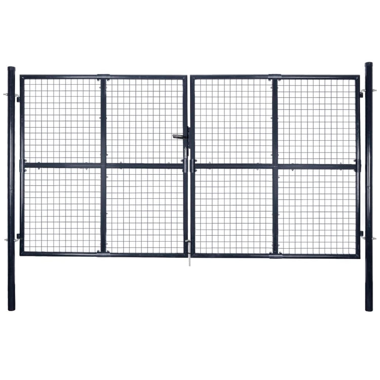 Vidaxl Gaaspoort 289x150 cm Gray en acier galvanisé