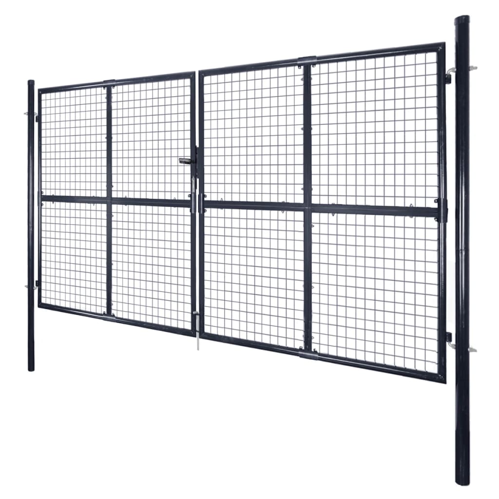 Vidaxl Gaaspoort 289x150 cm Gray en acier galvanisé