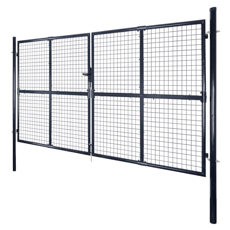 Vidaxl Gaaspoort 289x150 cm Gray en acier galvanisé