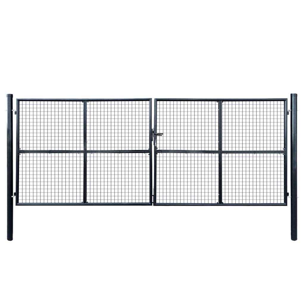 Vidaxl Gaaspoort 400x150 cm Gray en acier galvanisé