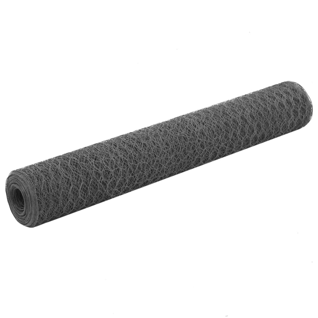 Vidaxl Poulet Fil de 25x1 m avec un revêtement en PVC gris