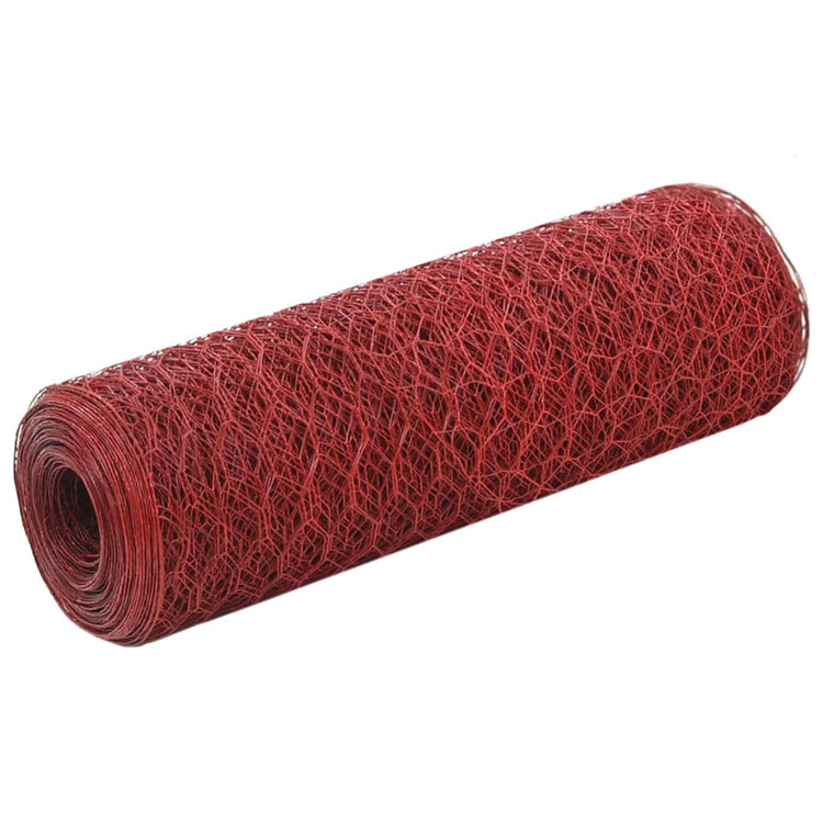 Vidaxl Poulet Fil 25x0,5 m en acier avec revêtement en PVC rouge