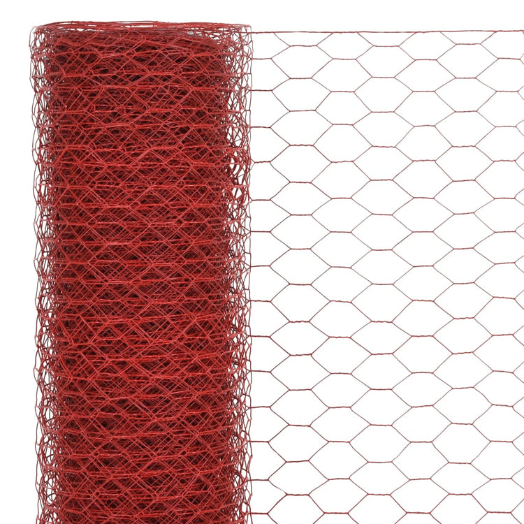 Vidaxl Poulet Fil 25x0,5 m en acier avec revêtement en PVC rouge
