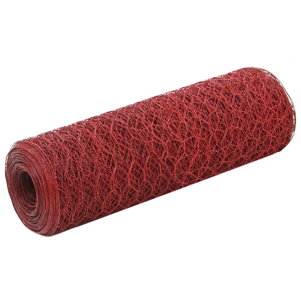 Vidaxl Poulet Fil 25x0,5 m en acier avec revêtement en PVC rouge