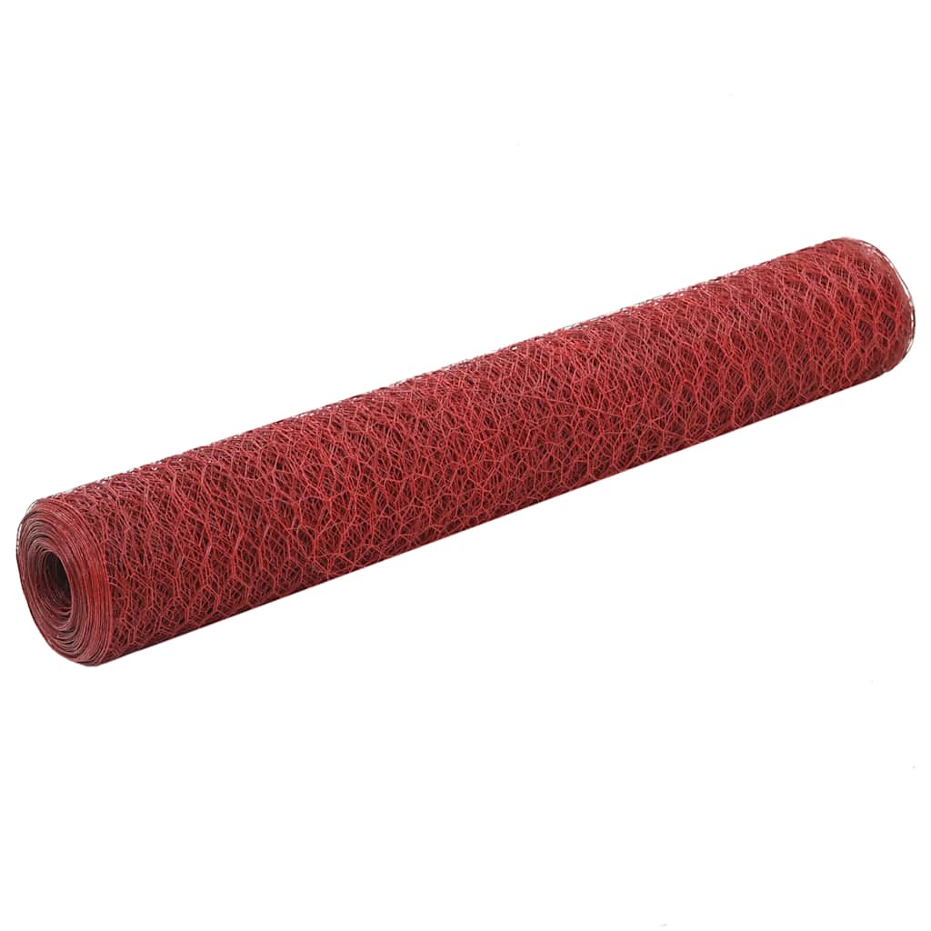 Vidaxx grillage 25x1 m acier avec revêtement PVC rouge