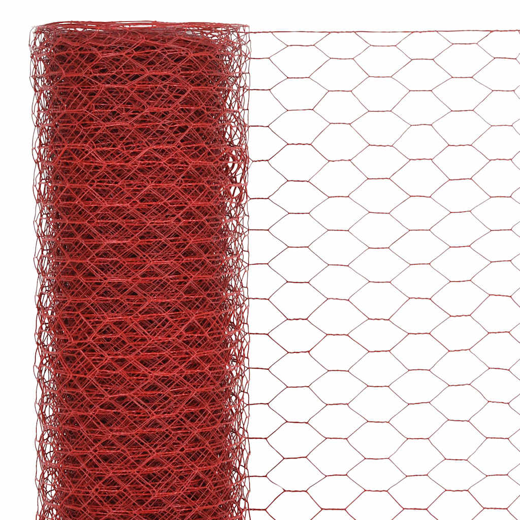 Vidaxx grillage 25x1 m acier avec revêtement PVC rouge