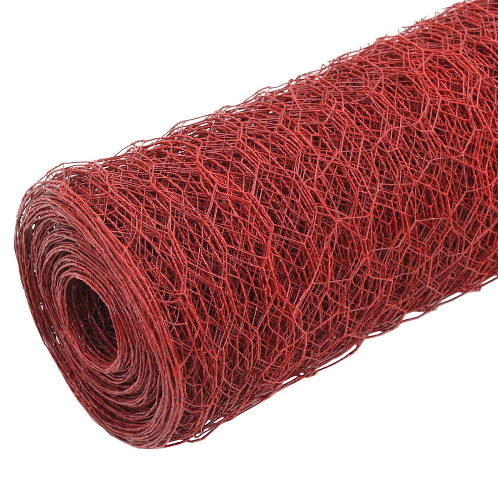 Vidaxx grillage 25x1,2 m acier avec revêtement PVC rouge
