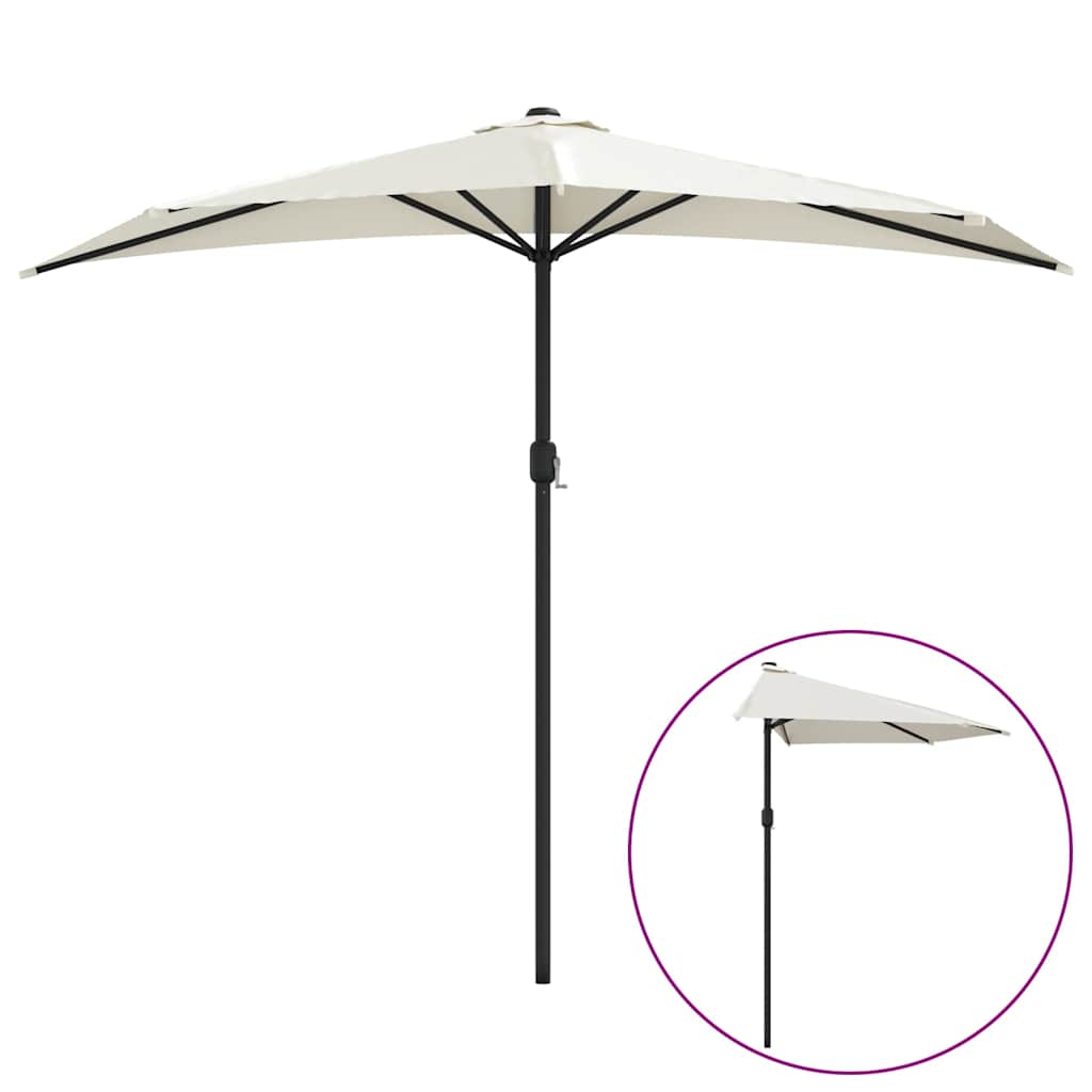 Vidaxl balcon parasol moitié avec un poteau en aluminium 270x144 cm sable -colored