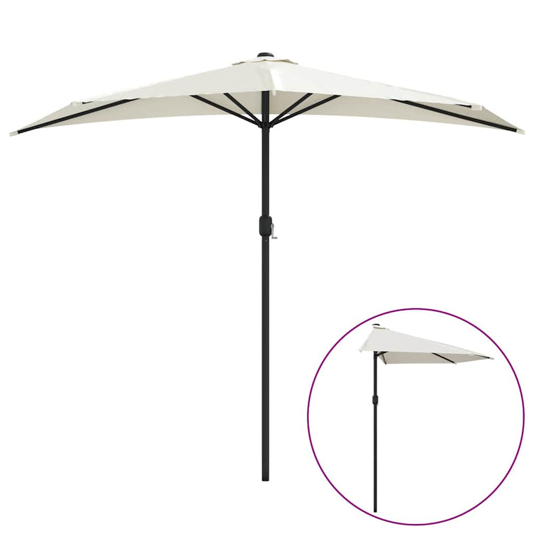 Vidaxl balcon parasol moitié avec un poteau en aluminium 270x144 cm sable -colored