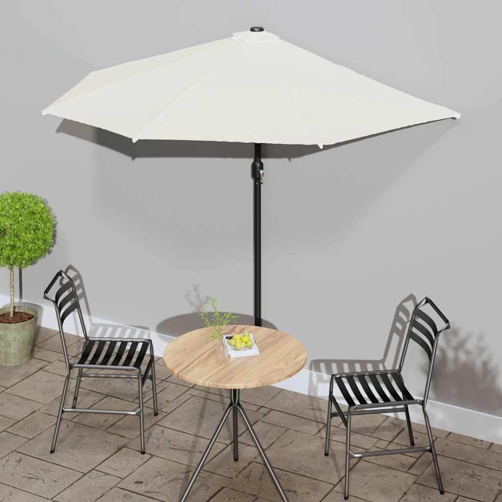 Vidaxl balcon parasol moitié avec un poteau en aluminium 270x144 cm sable -colored