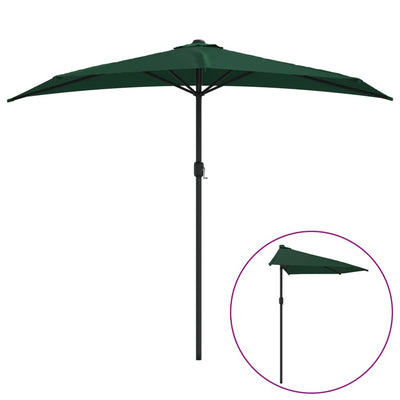 Vidaxl balcon parasol moitié avec poteau en aluminium 270x144 cm vert