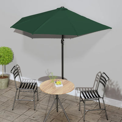 Vidaxl balcon parasol moitié avec poteau en aluminium 270x144 cm vert