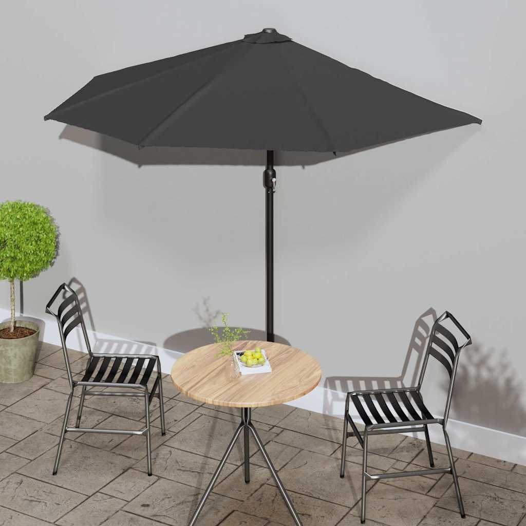 Vidaxl balcon parasol moitié avec un poteau en aluminium 270x144 cm anthracite