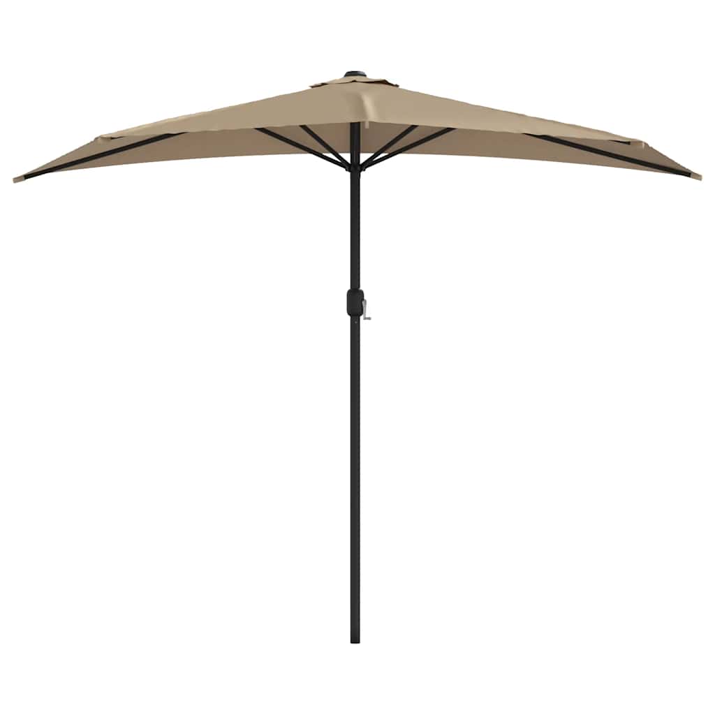 Vidaxl balcon parasol moitié avec poteau en aluminium 270x144 cm taupe