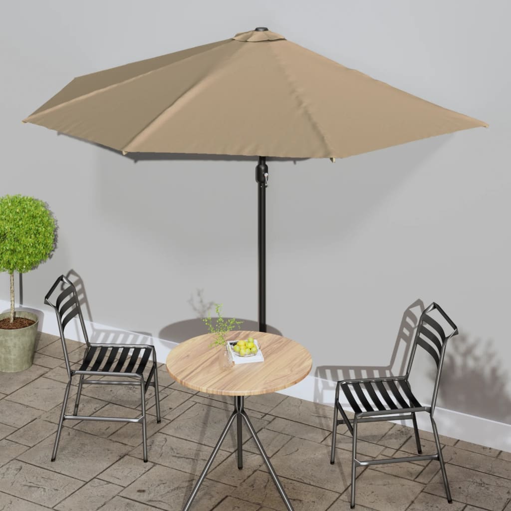 Vidaxl balcon parasol moitié avec poteau en aluminium 300x155 cm taupe