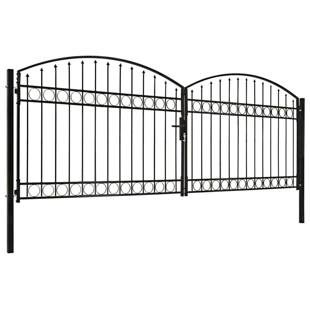 Port vidaxl avec haut curbe double 400x125 cm en acier noir