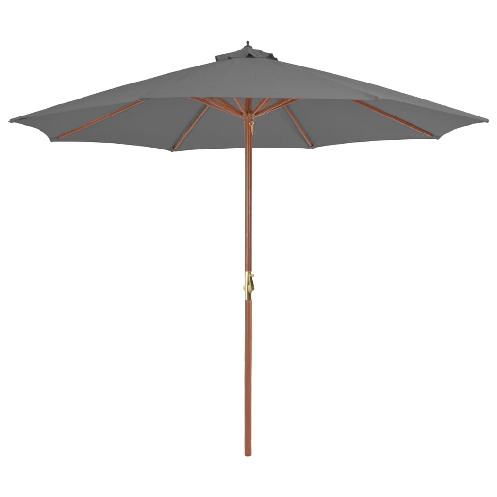 Vidaxl parasol avec poteau en bois 300 cm anthracite