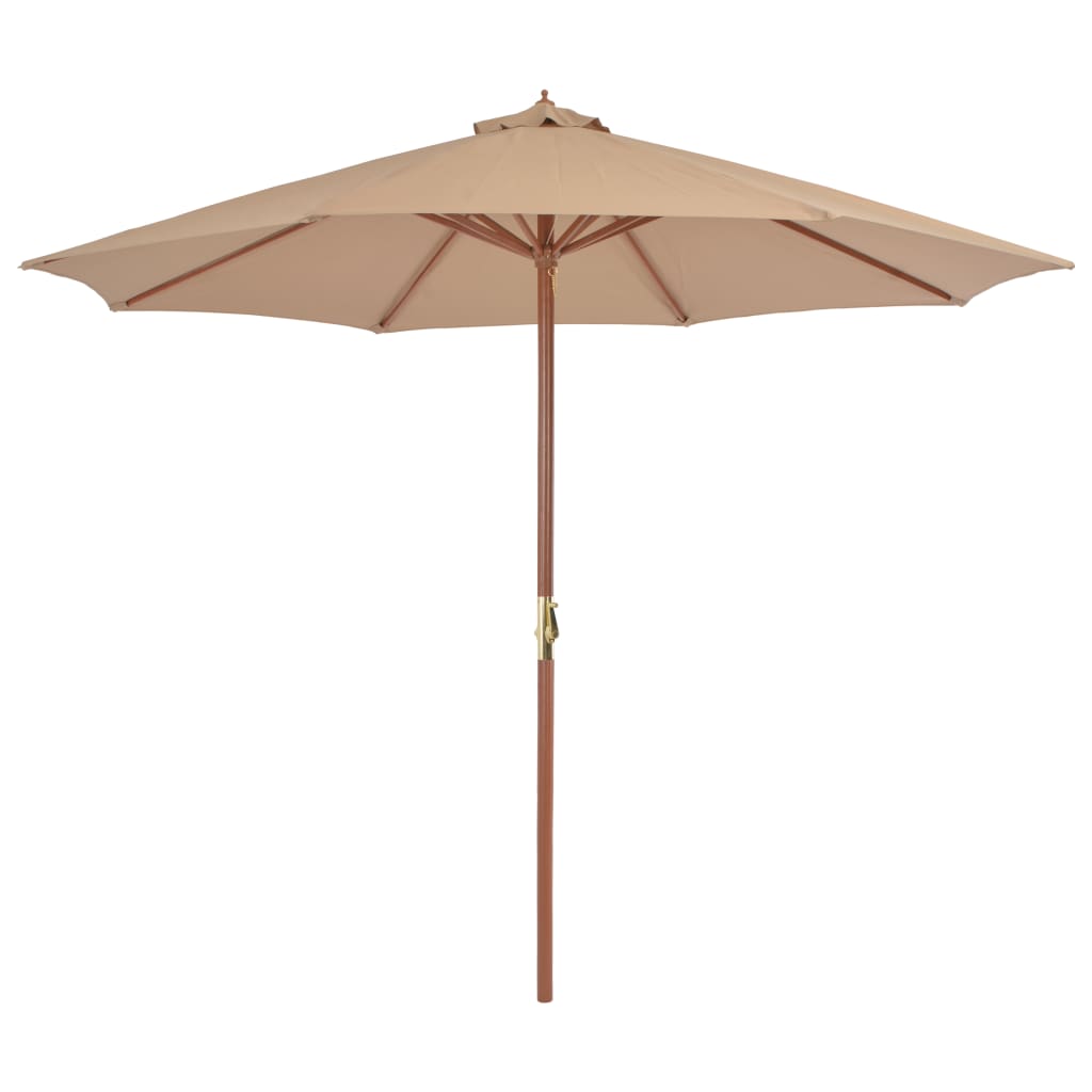 Parasol vidaxl avec pôle en bois 300 cm taupe
