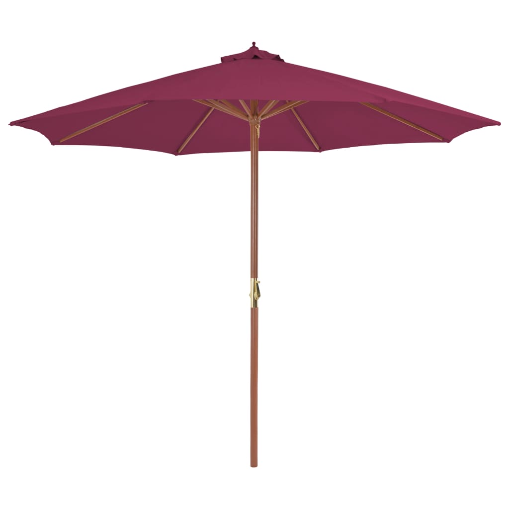 Parasol vidaxl avec poteau en bois 300 cm Bordeaux rouge