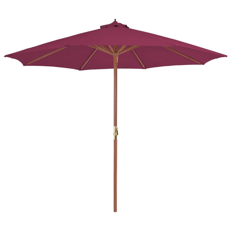 Parasol vidaxl avec poteau en bois 300 cm Bordeaux rouge