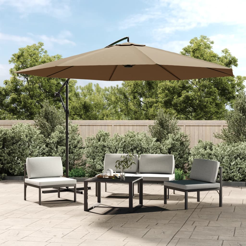 Vidaxl Parasol flottant avec poteau en aluminium 350 cm taupe