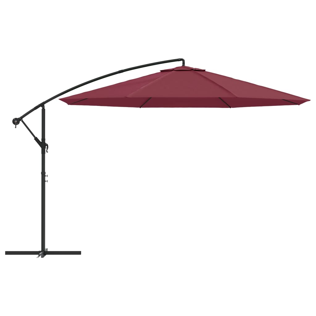 Vidaxl Parasol flottant avec poteau en aluminium 350 cm rouge bordeaux